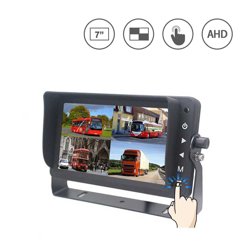 7 Inch AHD Quad Touch Button Rear View Monitor