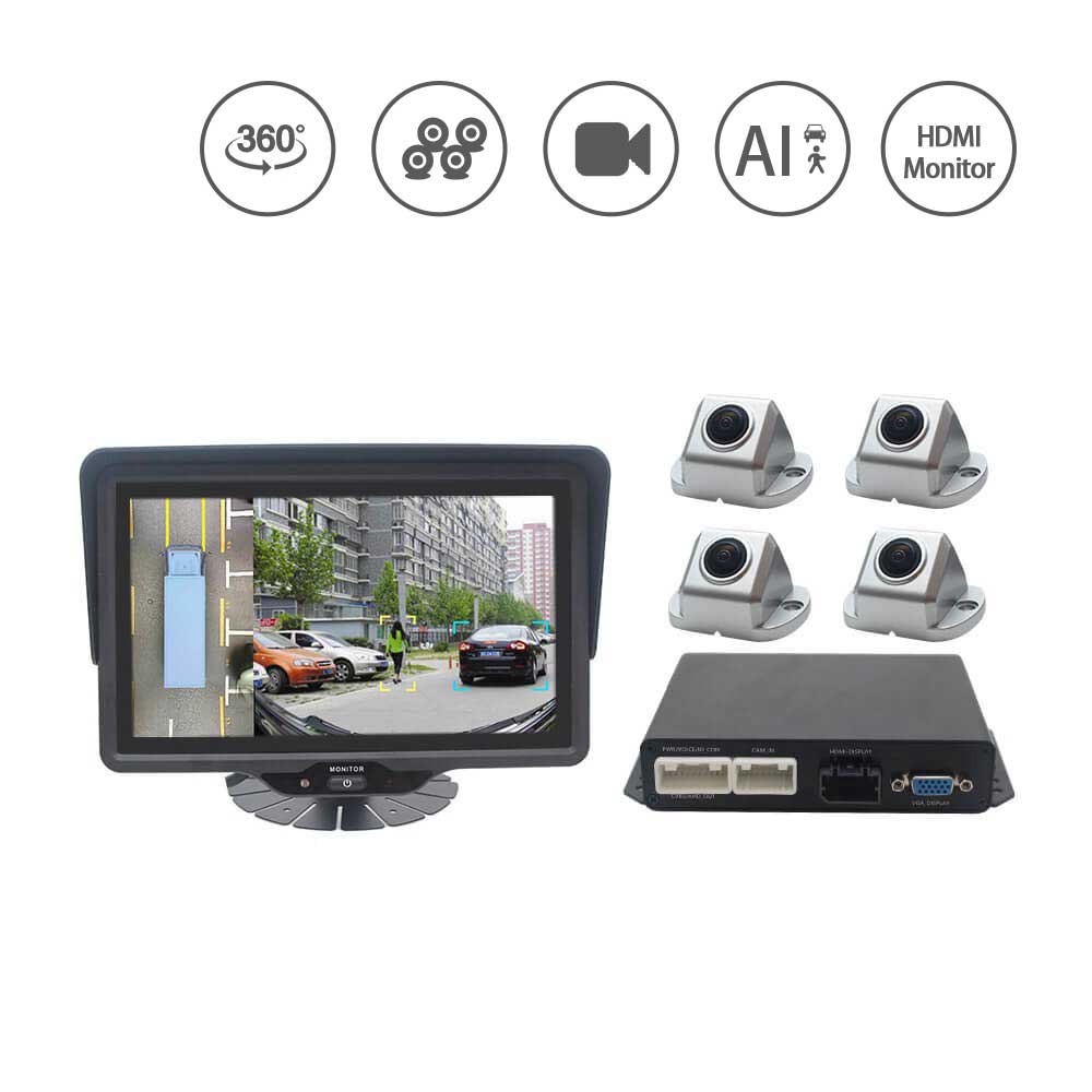 AI 360° Surround View System Support 4CH Collision Warning Pedestrian & Vehicle Detection