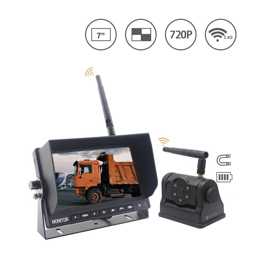 7 Inch Wireless HD Magnetic Backup Camera System for Trucks Built-in Battery