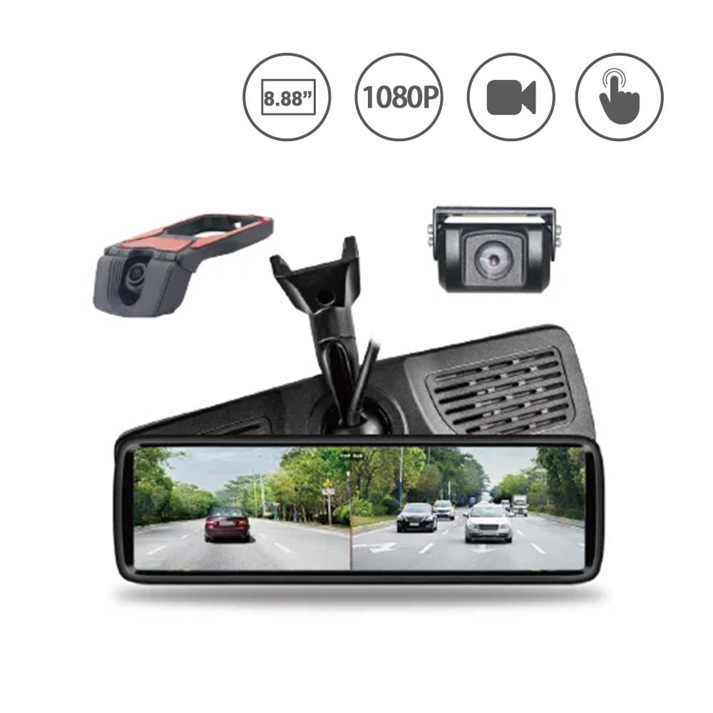 1080P Dual DVR Electronic Rearview Mirror Monitor Camera System