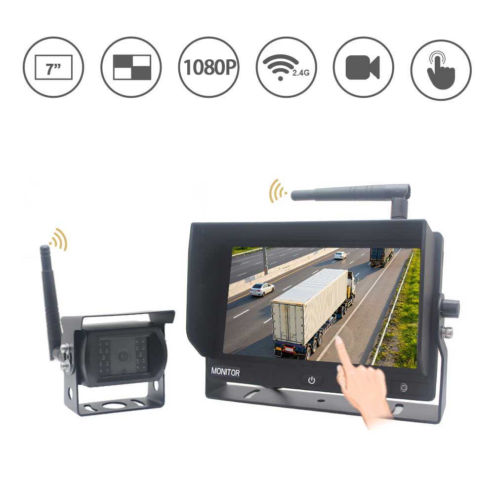 Full Touch 7 Inch 4 Channels 1080P Wireless Car Camera Monitor System